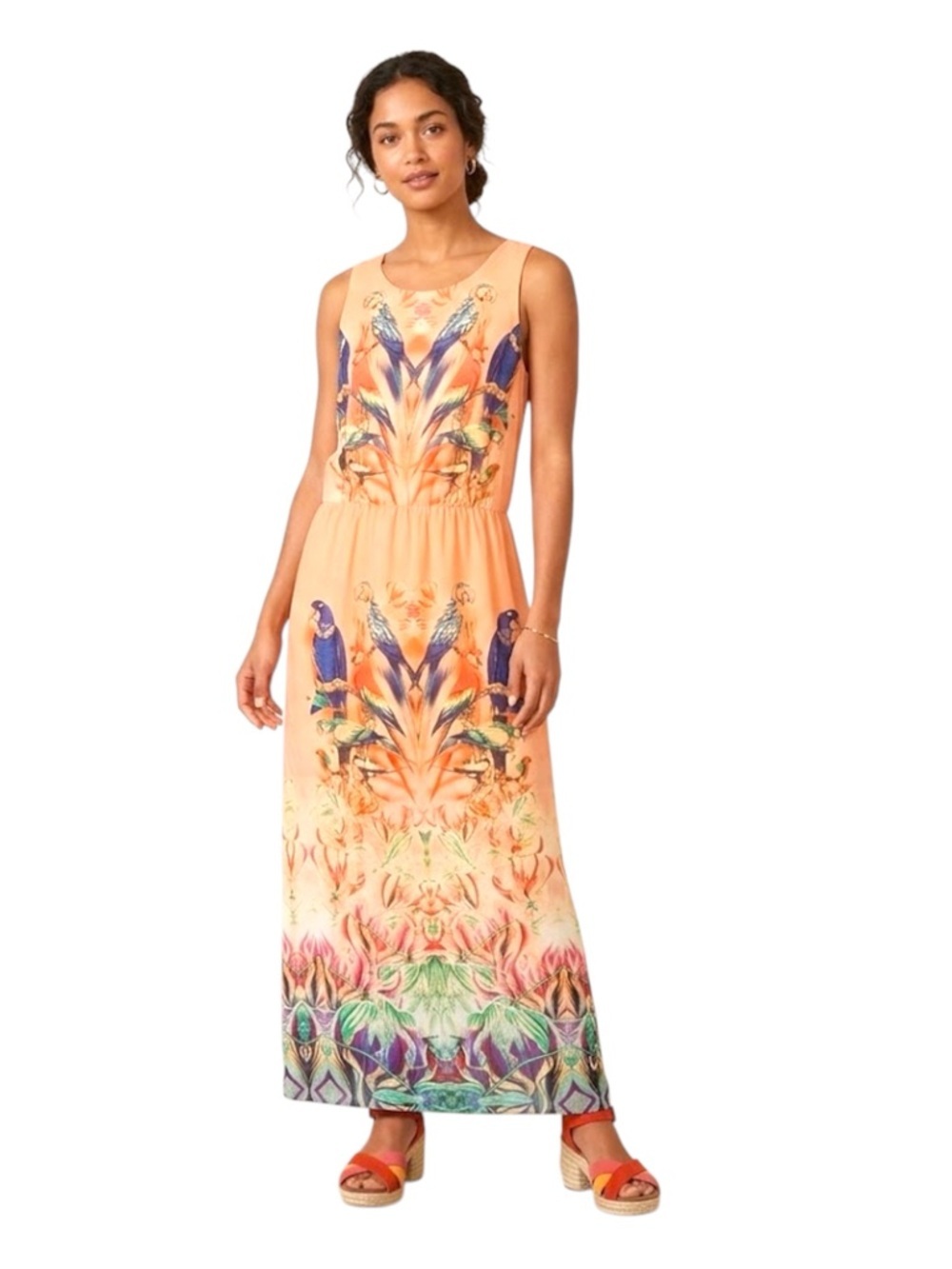 Walter Baker Parrot Print Racerback Sleeveless Maxi Dress Tropical Size S | NWT